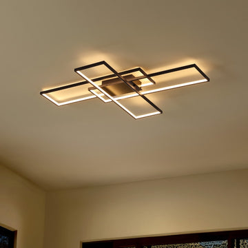 Palco 39" Contemporary Minimalist Metal Adjustable Dimmable Geometric Integrated LED Flush Mount - JONATHAN Y